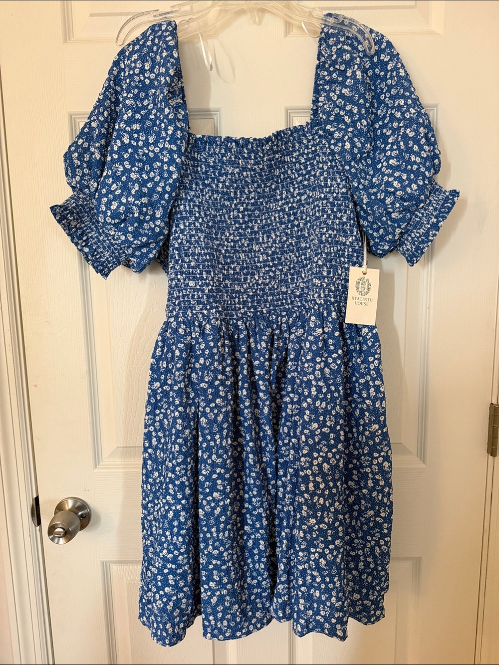 Smocked Blue Floral Dress